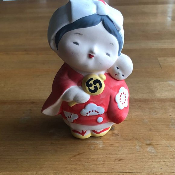 Figurine 4.5” Mother & Baby Japanese Hakata Doll - Picture 3 of 7